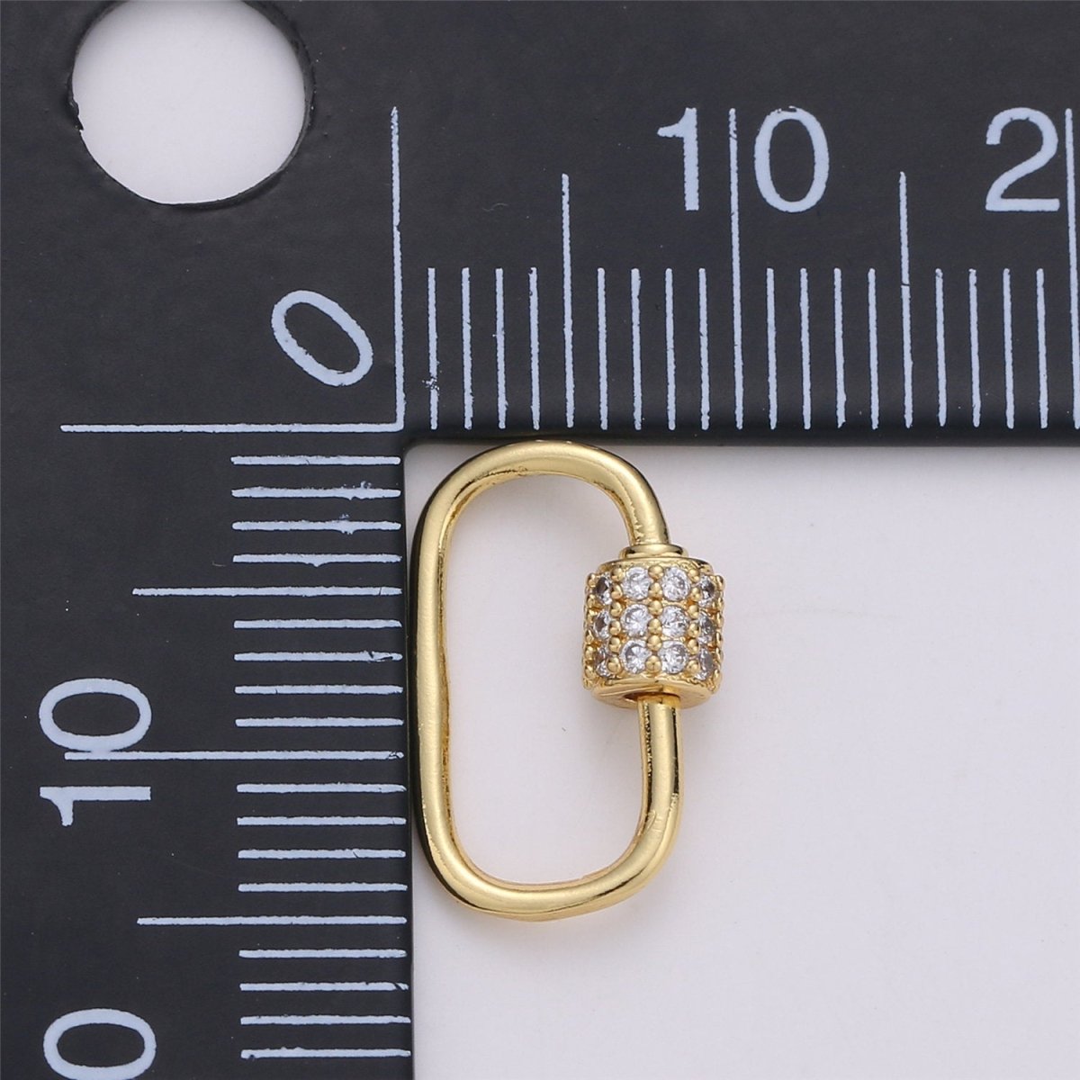 Dainty Small Carabiner Screw Clasp, Screw Clasp Oval, Interlocking Oval Clasp, Pave Oval Shaped Clasps, Gold Color Only K-471