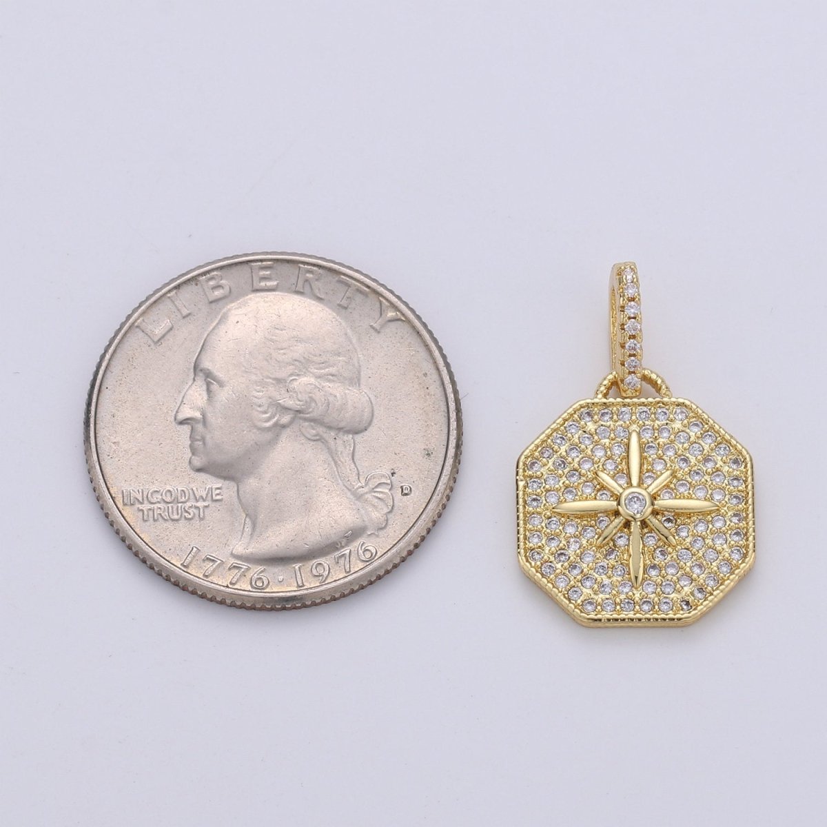 Dainty Starburst Charms Pendants -Micro Pave CZ North Star Burst Charm 24K Gold Filled Celestial Charm, Necklace Bracelet Supply I-724