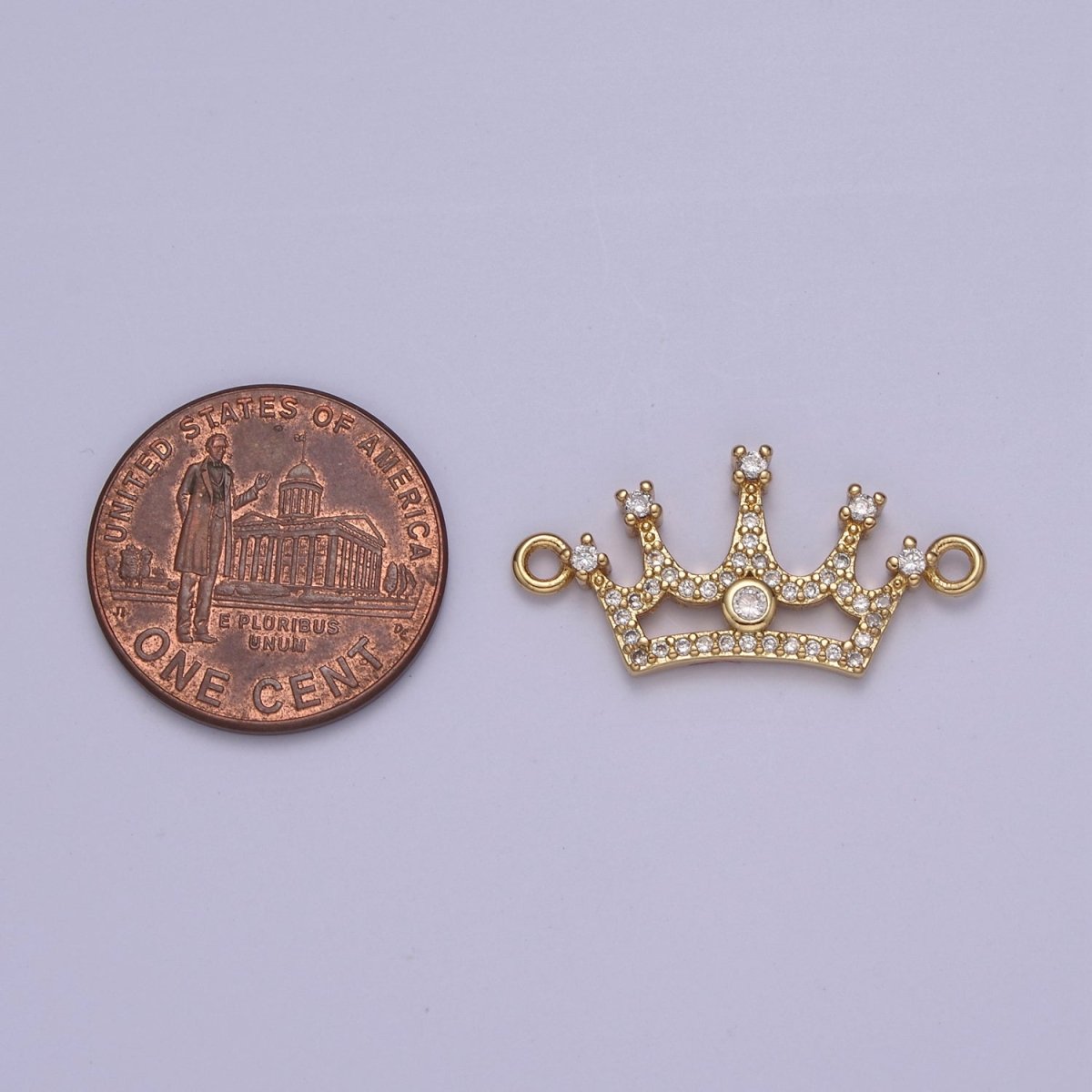 Dainty Tiara Charm Connector in 24k Gold Filled Micro Pave Princess Crown Gift Bracelet Jewelry Making Supply Y-433