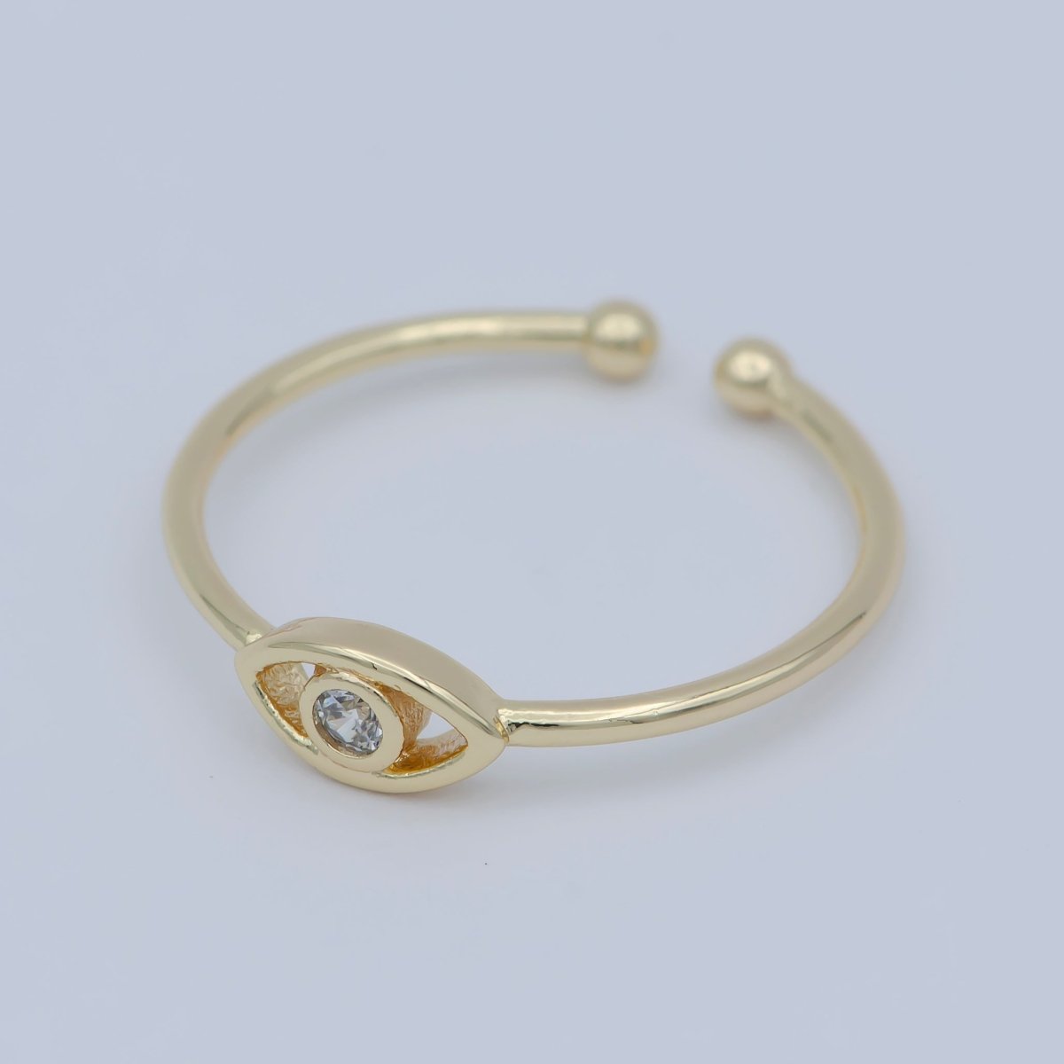 Dainty Turquoise Evil Eye Stacking Ring, Gold Minimalist Ring, Simple Open Ring, Thin Adjustable Ring, Amulet Jewelry Gift for her R-142 O-465