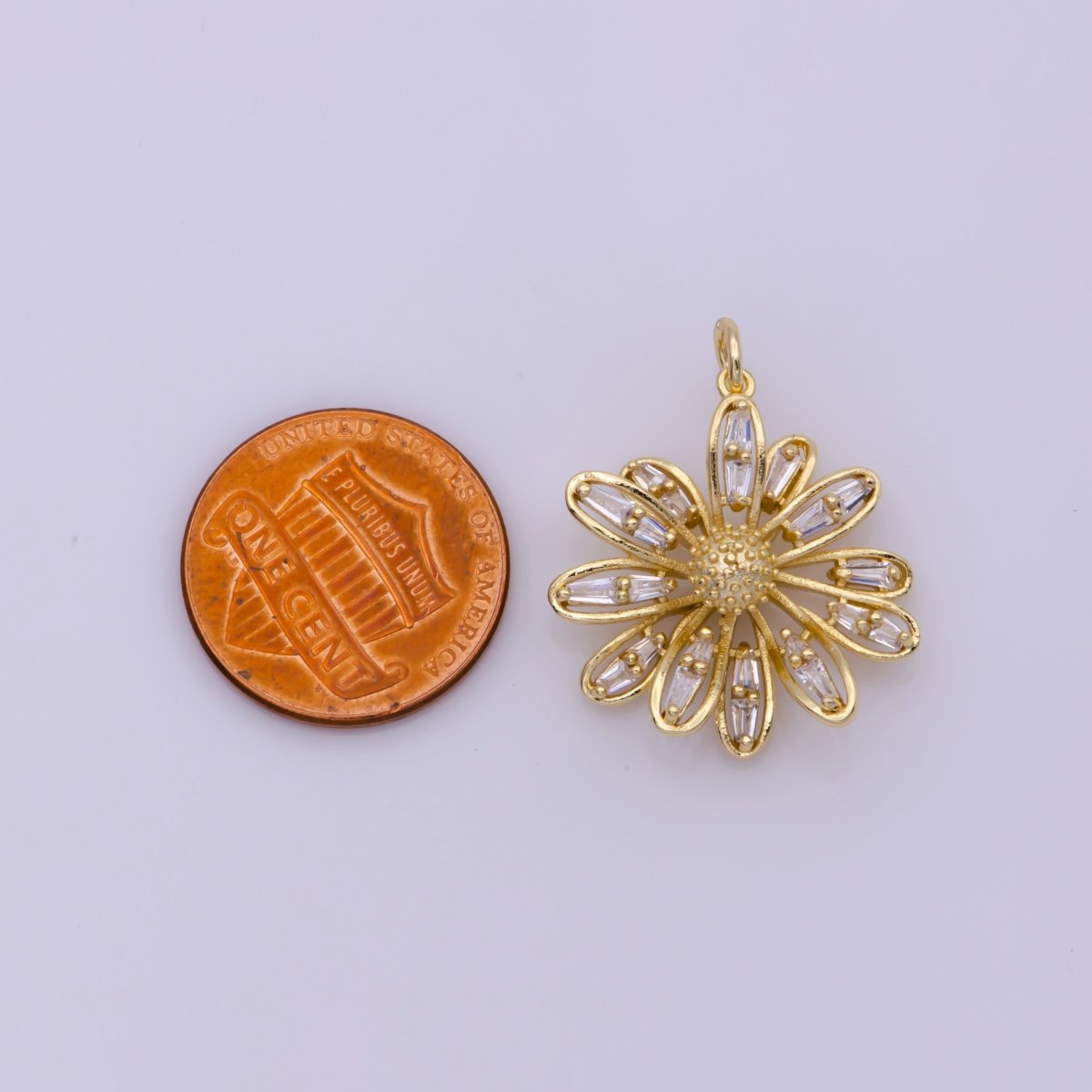 Daisy Flower Gold Charm CZ 18K Gold Filled Cz Necklace Earrings Charms DIY Bracelet Jewelry Findings Jewelry Making N-186