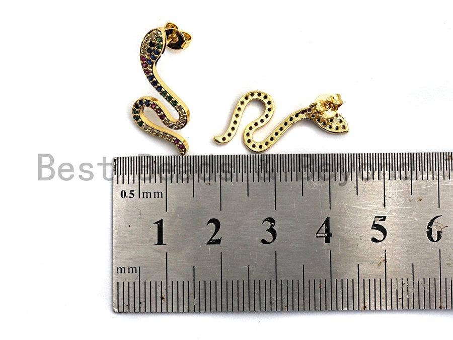 CZ Micro Pave Rainbow Naja Naja Atra Earring, Sku#J124