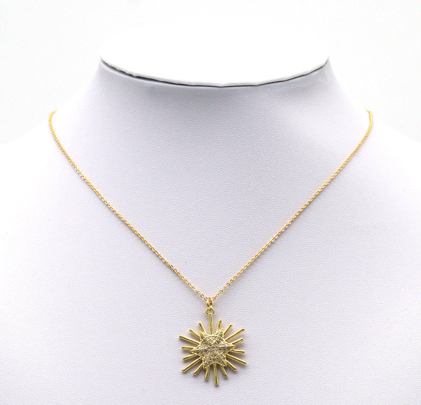 Gold CZ Shiny Star Light Beam Charm, Sku#LK713