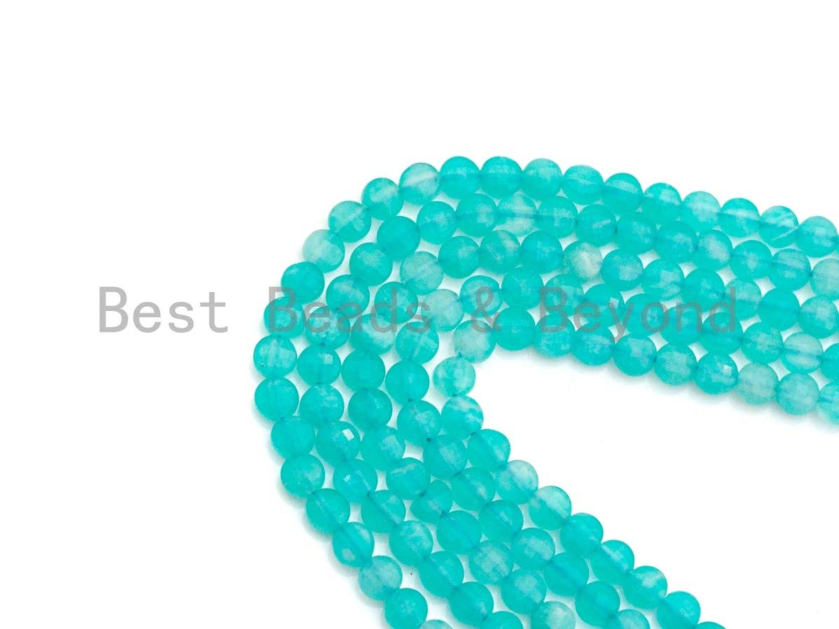 4mm/6mm High Quality Natural Amazonite Coin Shape Beads, Checkboard cut Amazonite, Turtle Shell cut Beads, 15.5" Full Strand, sku#U789