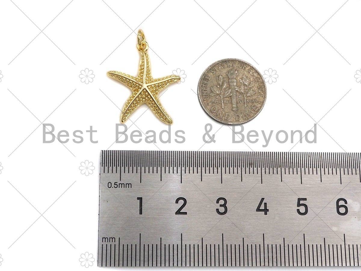 CZ Micro Pave Starfish Pendant, Cubic Zirconia Starfish Pendant Charm for Necklace Bracelet Earrings Making, 19x22mm,sku#L359
