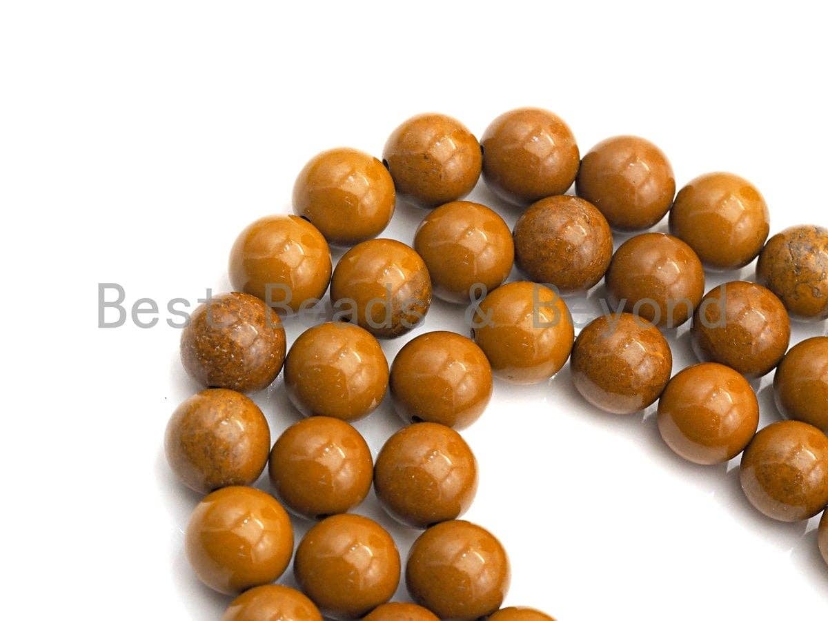 Natural Yellow Jasper, Round Smooth 6mm/8mm/10mm/12mm, 15.5" Full Strand, sku#U641