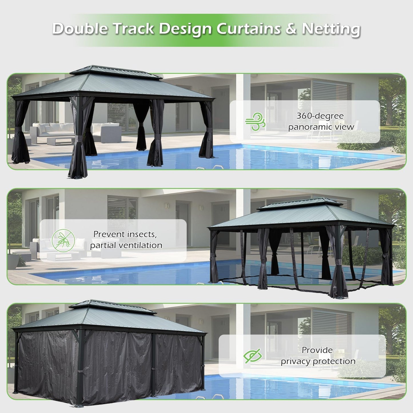 12'x18' Hardtop Gazebo with Resin Roof