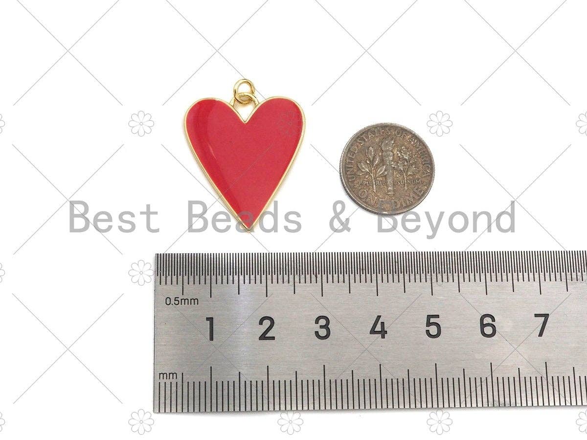Gold Filled Black White Red Blue Enamel Heart Pendant, SKU#L504