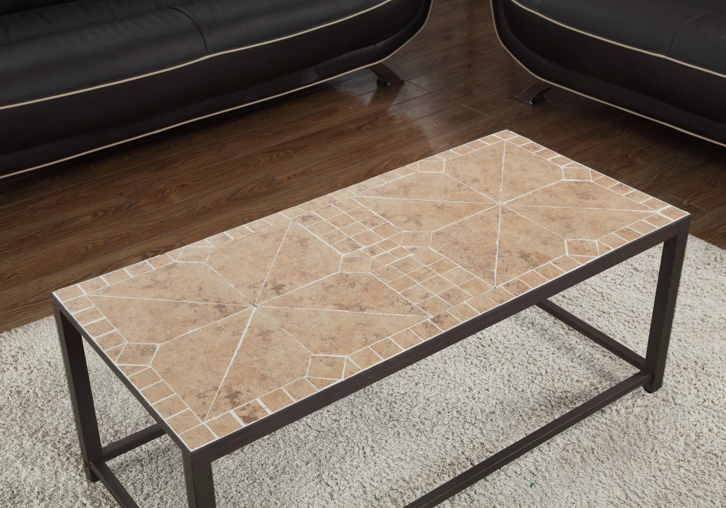 Rectangular Coffee Table with Mosaic Tile Top