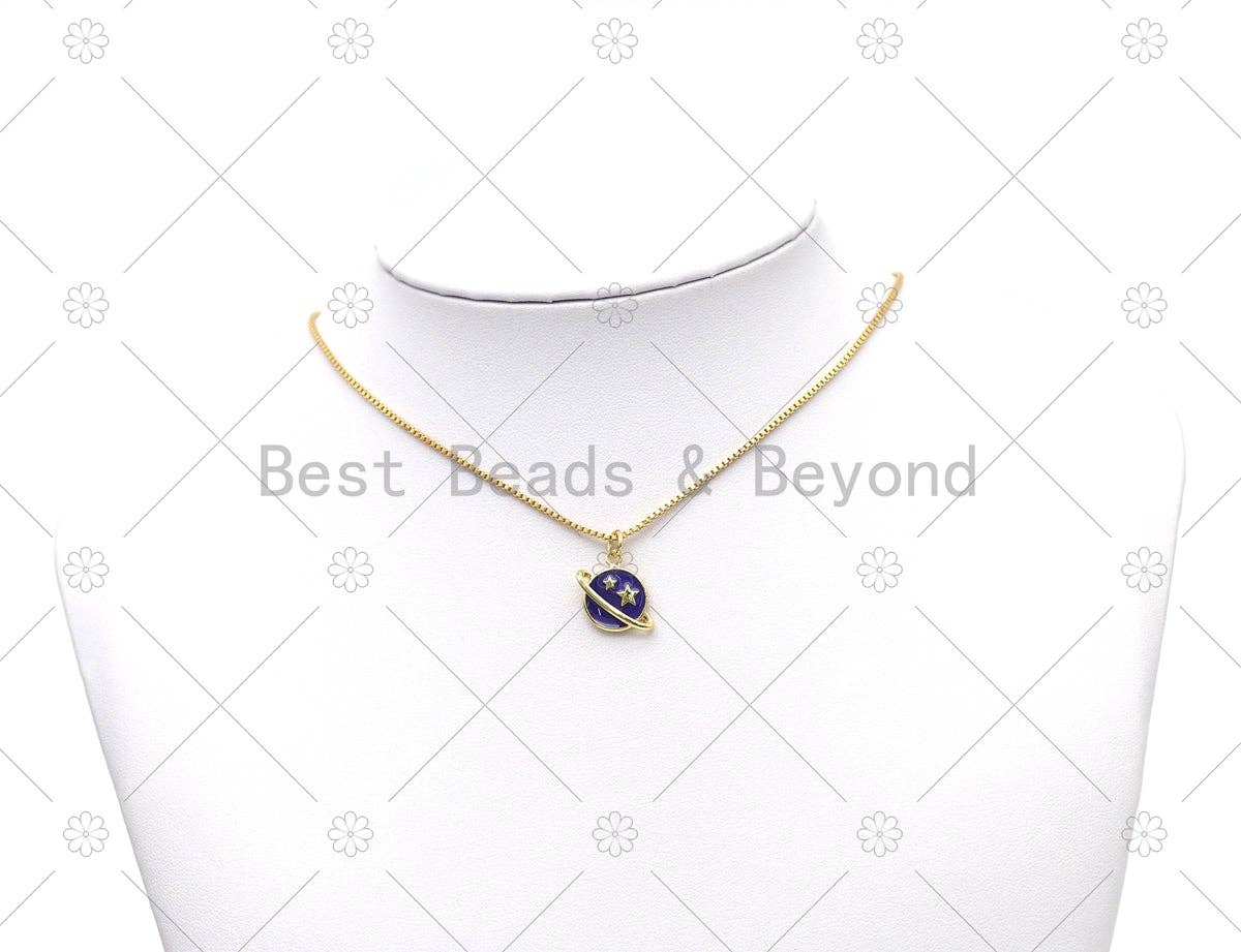 Colorful Enamel Five Star On Earth Shape Pendant,18K Gold Filled Earth Star Charm, Necklace Bracelet Charm Pendant, Sku#JD25