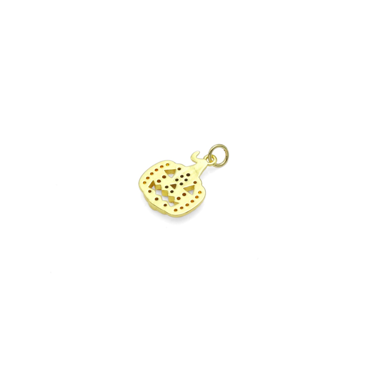 Orange CZ Pumpkin Halloween Charm, Sku#A208