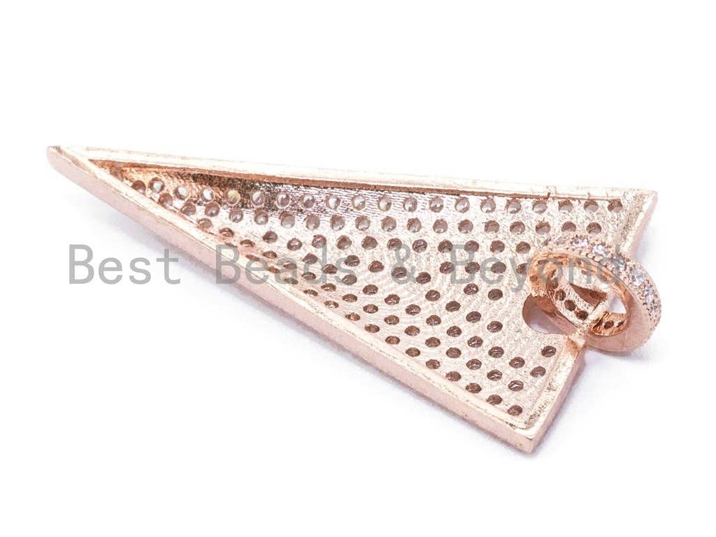 CZ Micro Pave Triangular Pendant with Diamond Bail, Triangle Cubic Zirconia Pendant,18x34mm, 1pc, sku#F110