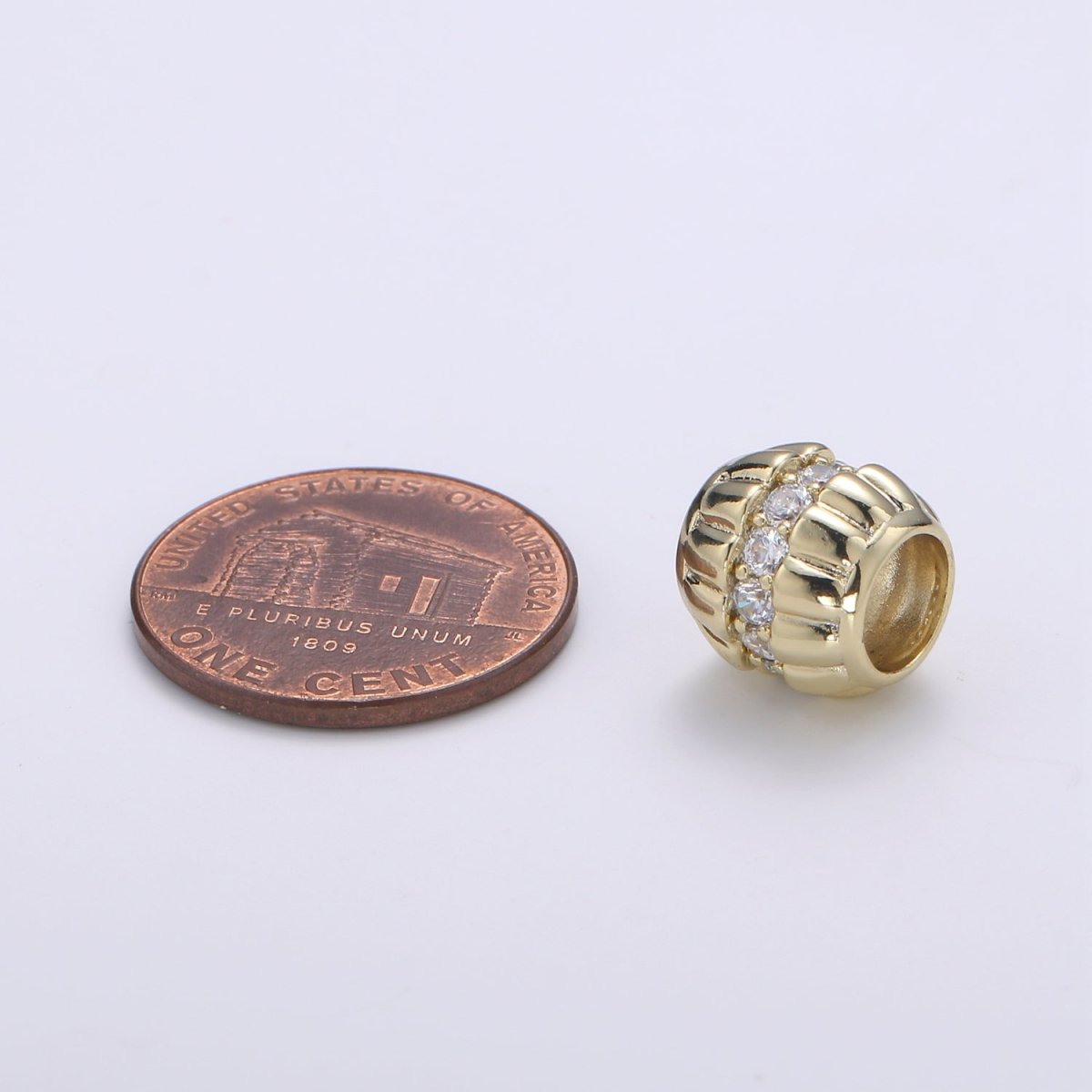 Double Golden Bottle Cap Beads with CZ Crystal Mini Gold Filled Casual Accessories Making Beads B-358