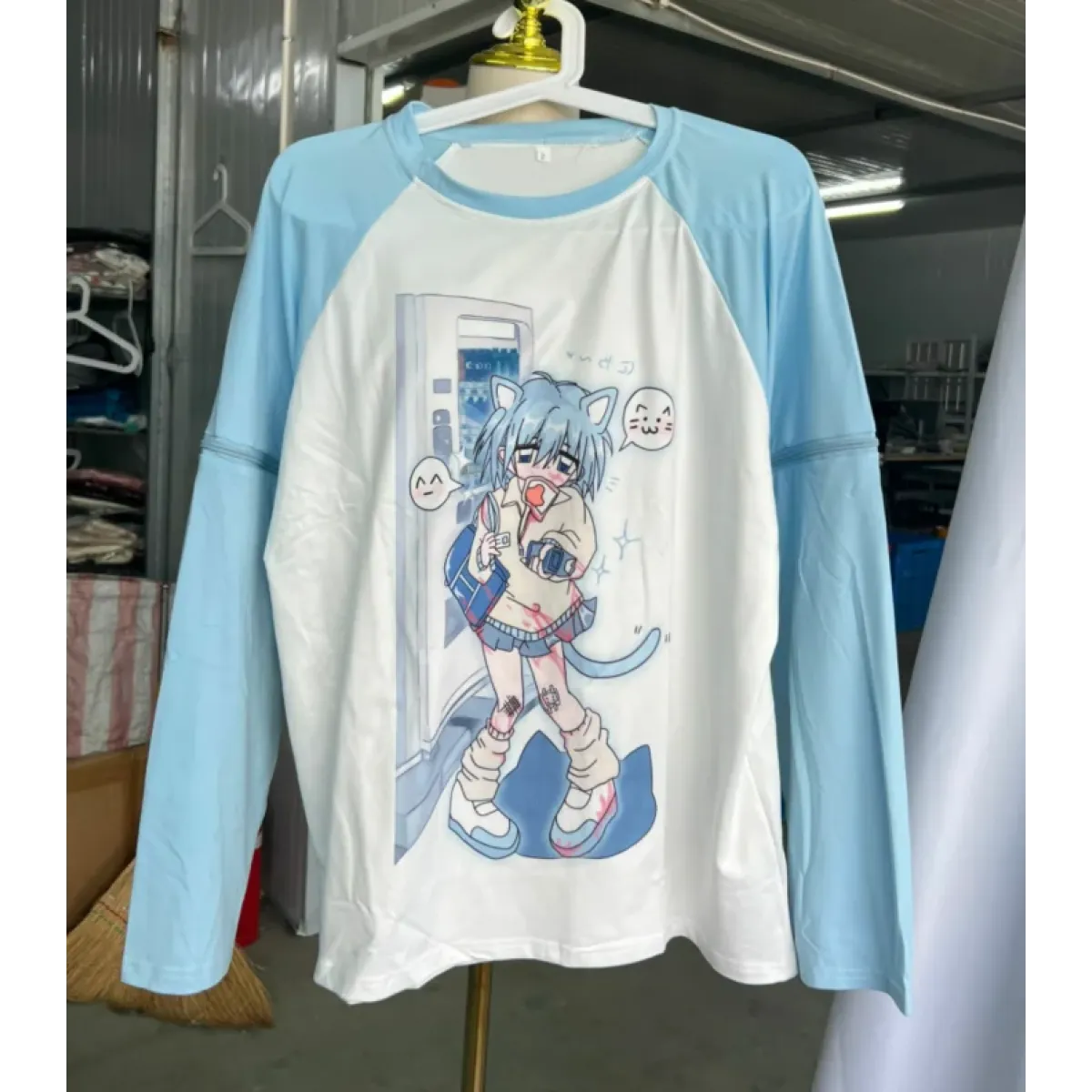 Dreamy Detachable Sleeve Tee β Kawaii Cat & Anime Harajuku Style Top