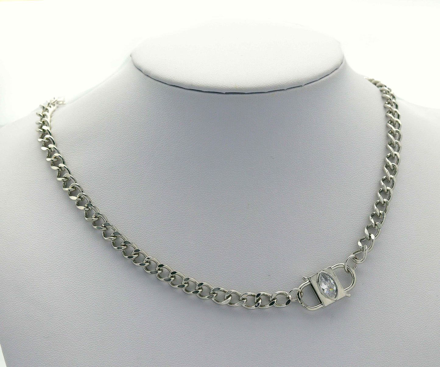 CZ Evil Eye On Lock Clasp, Sku#Z1449