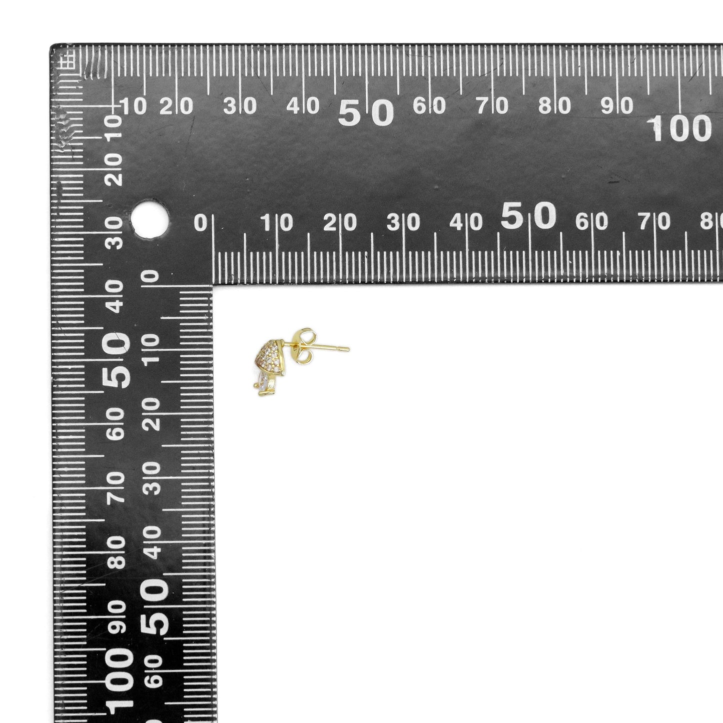 Clear CZ Mushroom Gold Silver Stud Earrings, Sku#A177