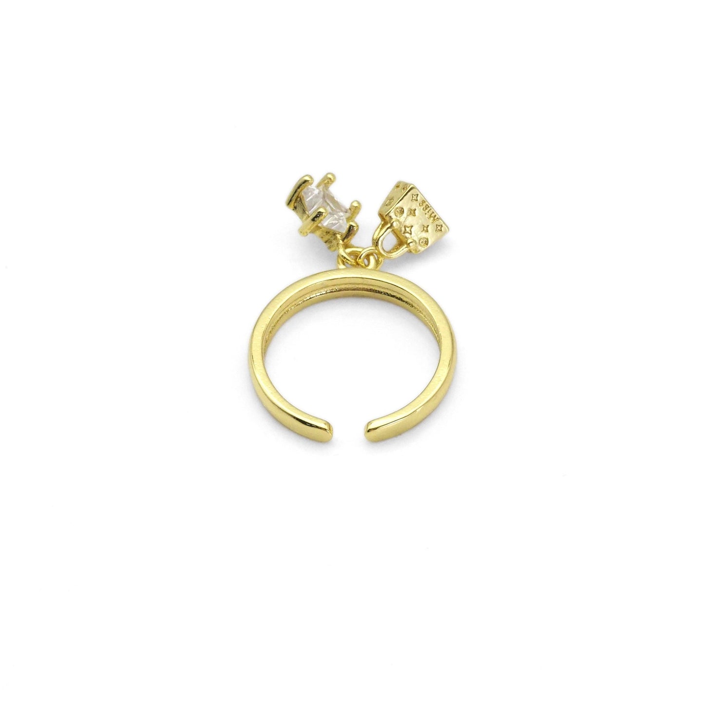 Gold Lock Star handbag Adjustable Ring, Sku#LK873