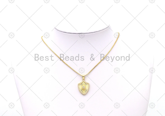 CZ Micro Pave Heart on Shield Shape Pendant, 18K Gold Filled Medallion Charm, Necklace Bracelet Charm,Sku#LK533