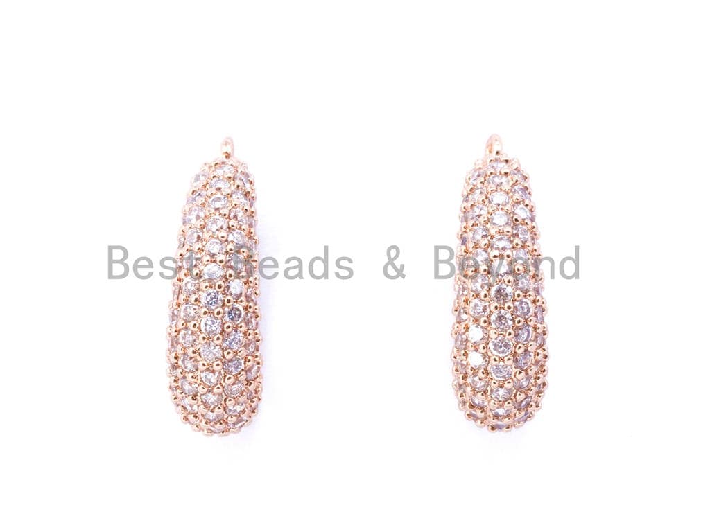 CZ Micro pave Gold, Silver, Black Rhodium Plated Pendant Enhancer Bail with Latch-Back Closure, Pendant Enhancer, 21x13mm/25x16mm, sku#J7