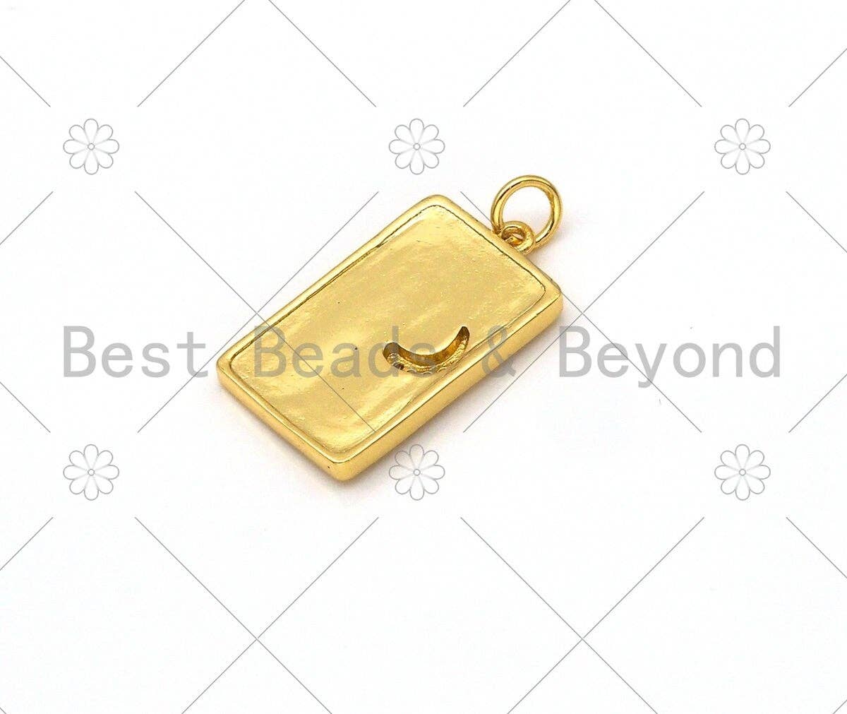 Gold Star Moon Sun with Mother of Pearl On Rectangle Shape Pendant,18K Gold Filled MOP Charm,Necklace Bracelet Pendant,13x22mm,Sku#LK396