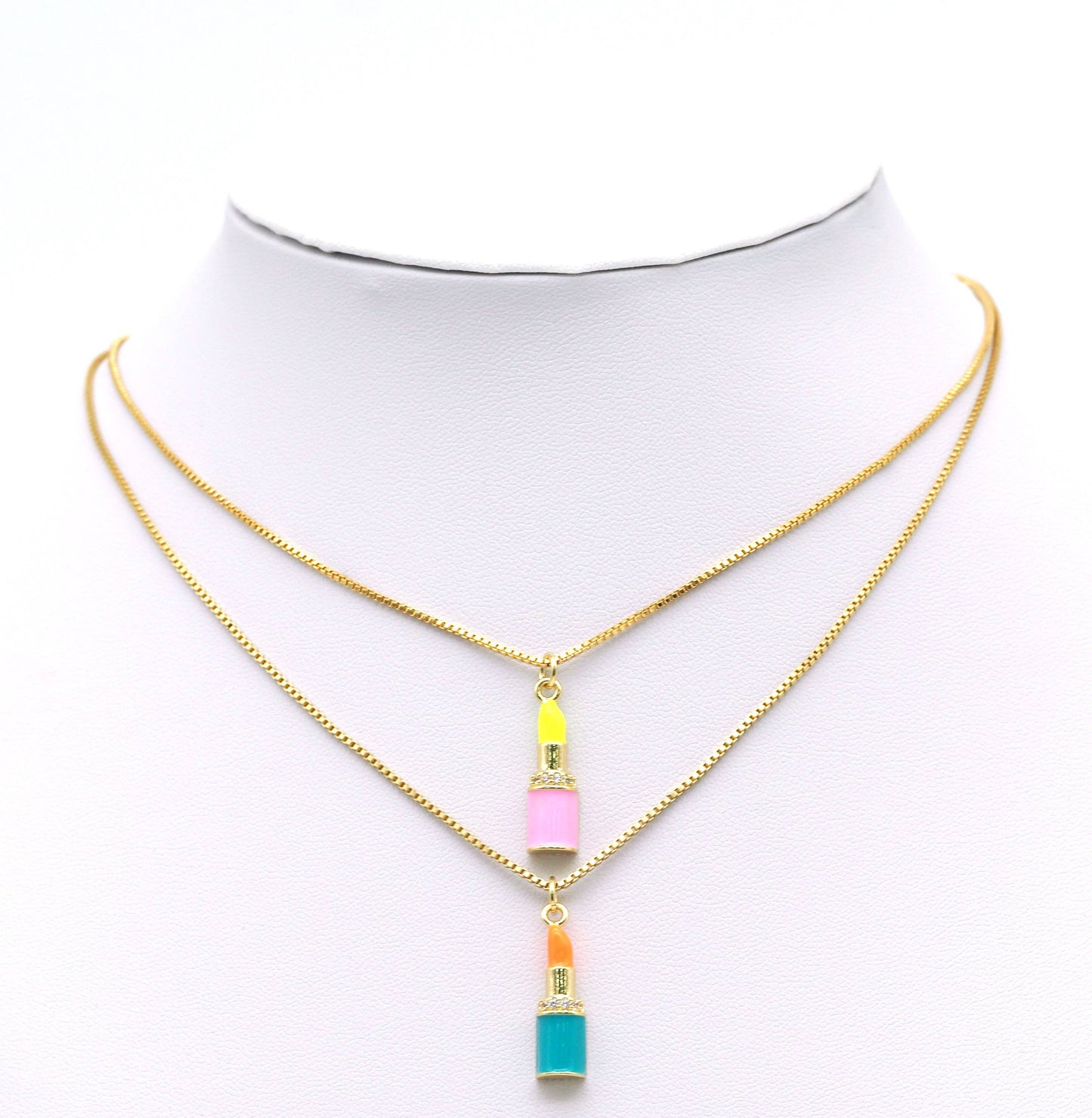 CZ Enamel Lipstick Pendant, Sku#F1460C