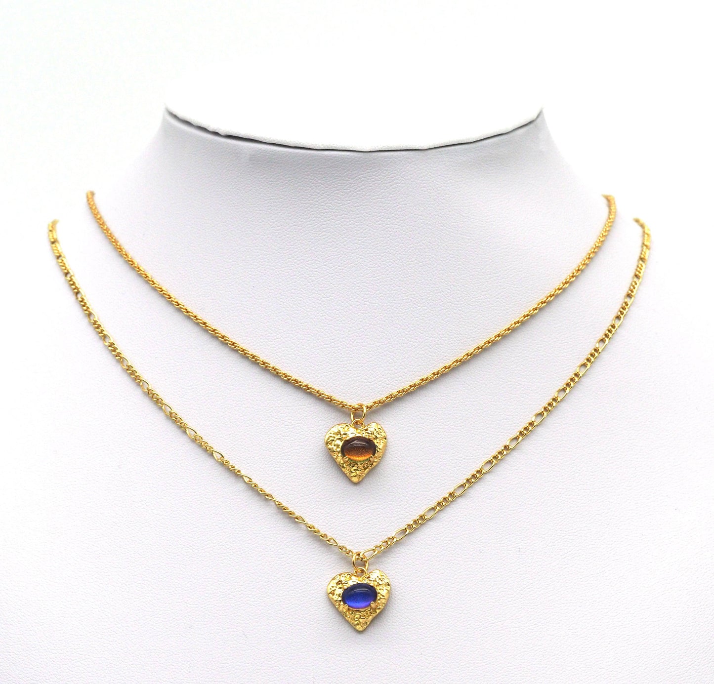 Gold Oval Crystal On Heart Charm, Sku#Y703