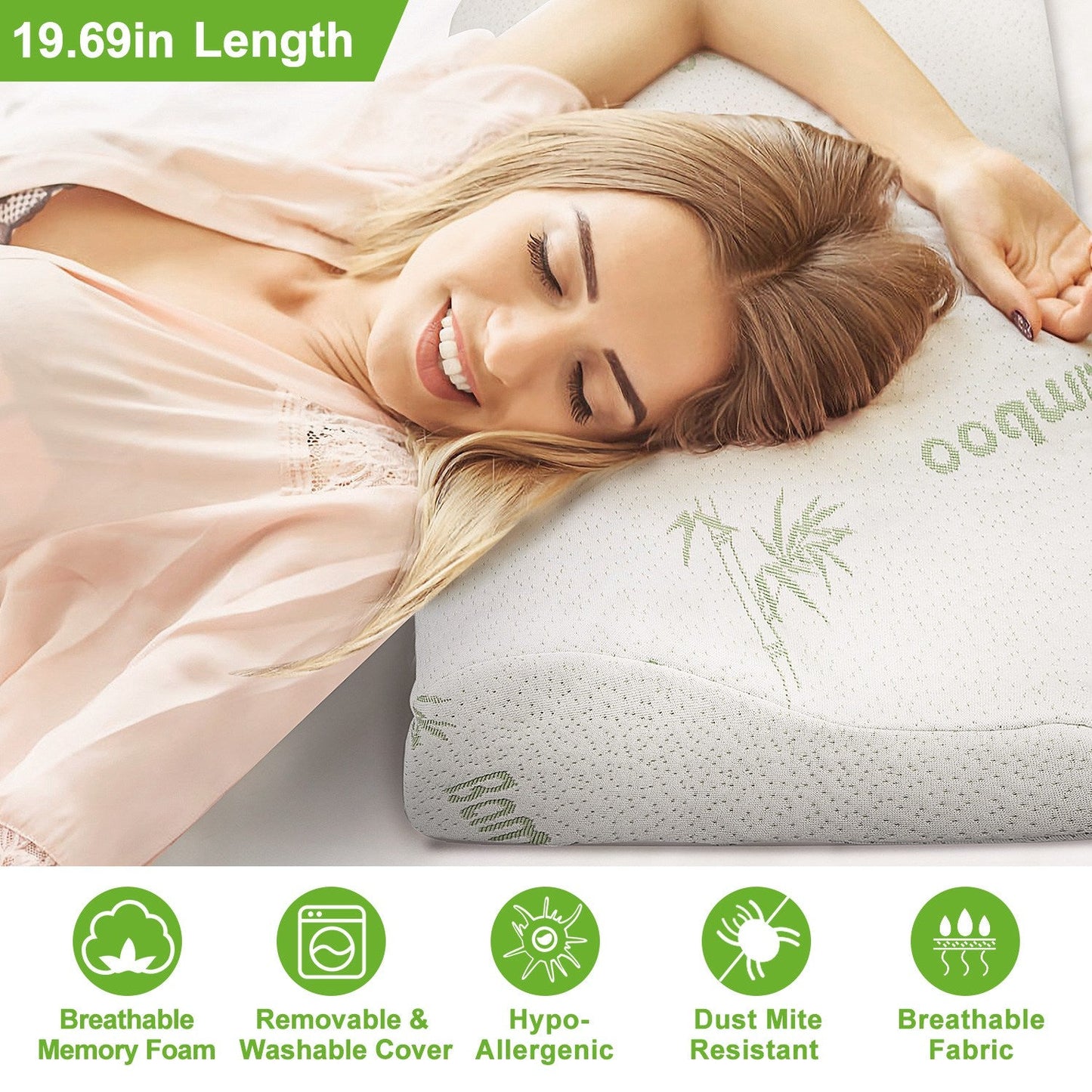 Bamboo Memory Foam Sleep Pillow with Cervical Support