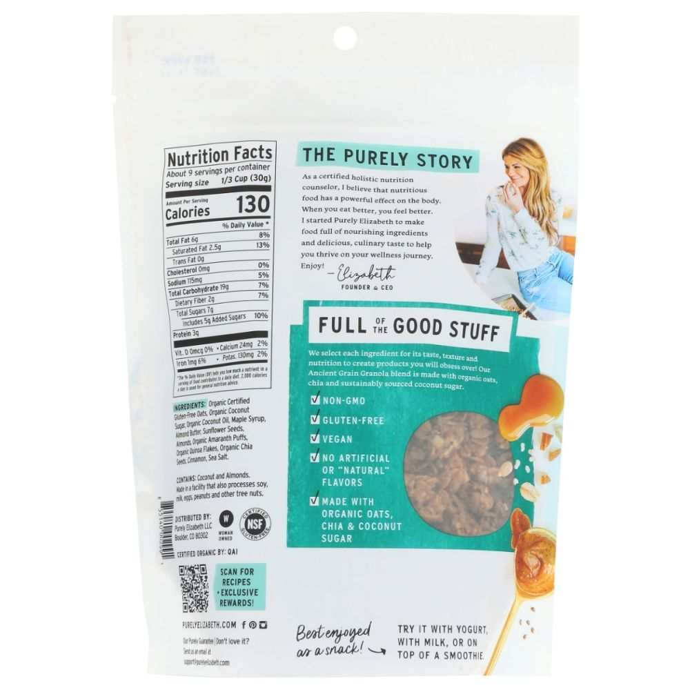 PURELY ELIZABETH: Maple Almond Butter Ancient Grain Granola, 10 oz