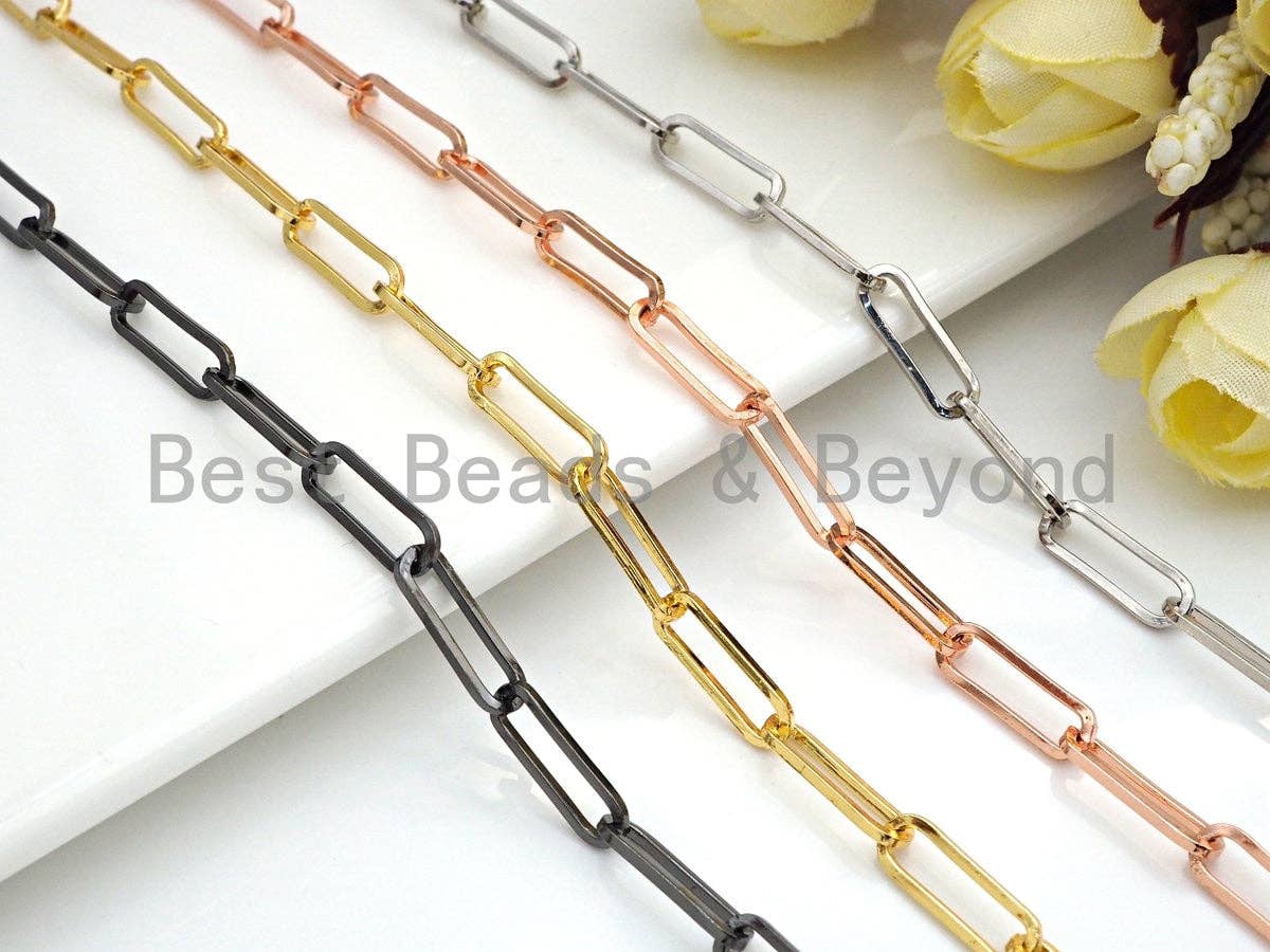15x5mm Gold Chain, Black, Silver, Rose Gold Rectangle Chain,E517