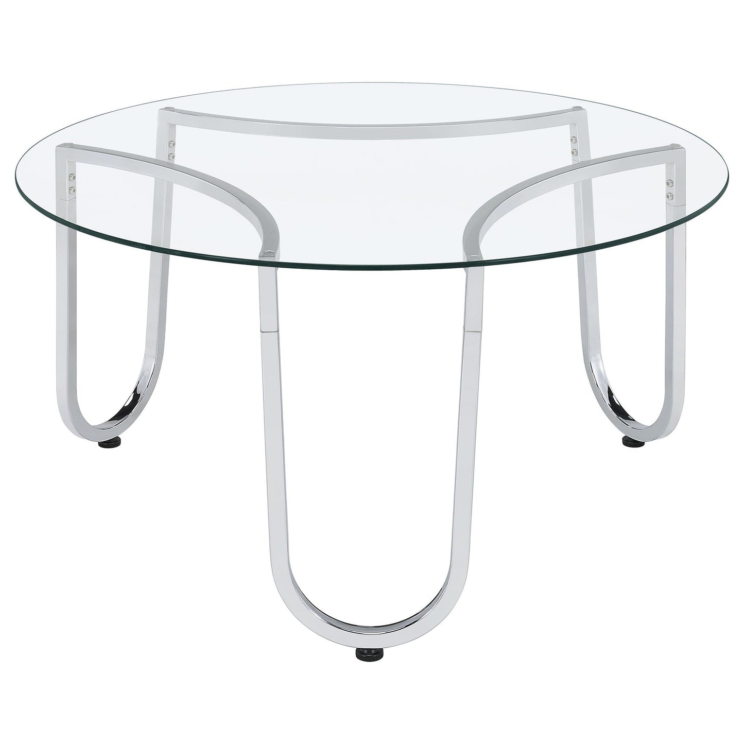 Beller Round Tempered Glass Top Cocktail Coffee Table Chrome