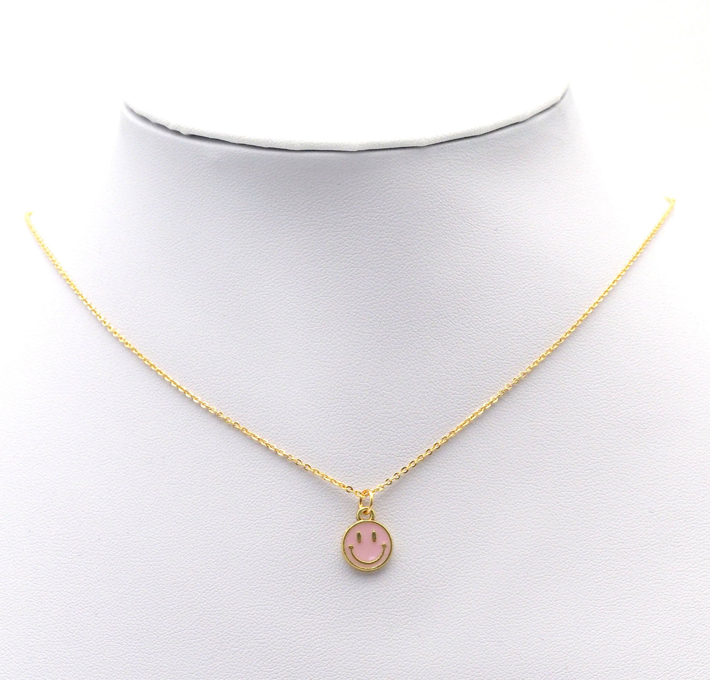 Tiny Cute Enamel Gold Smiley Face Charm, Sku#B333/LX141