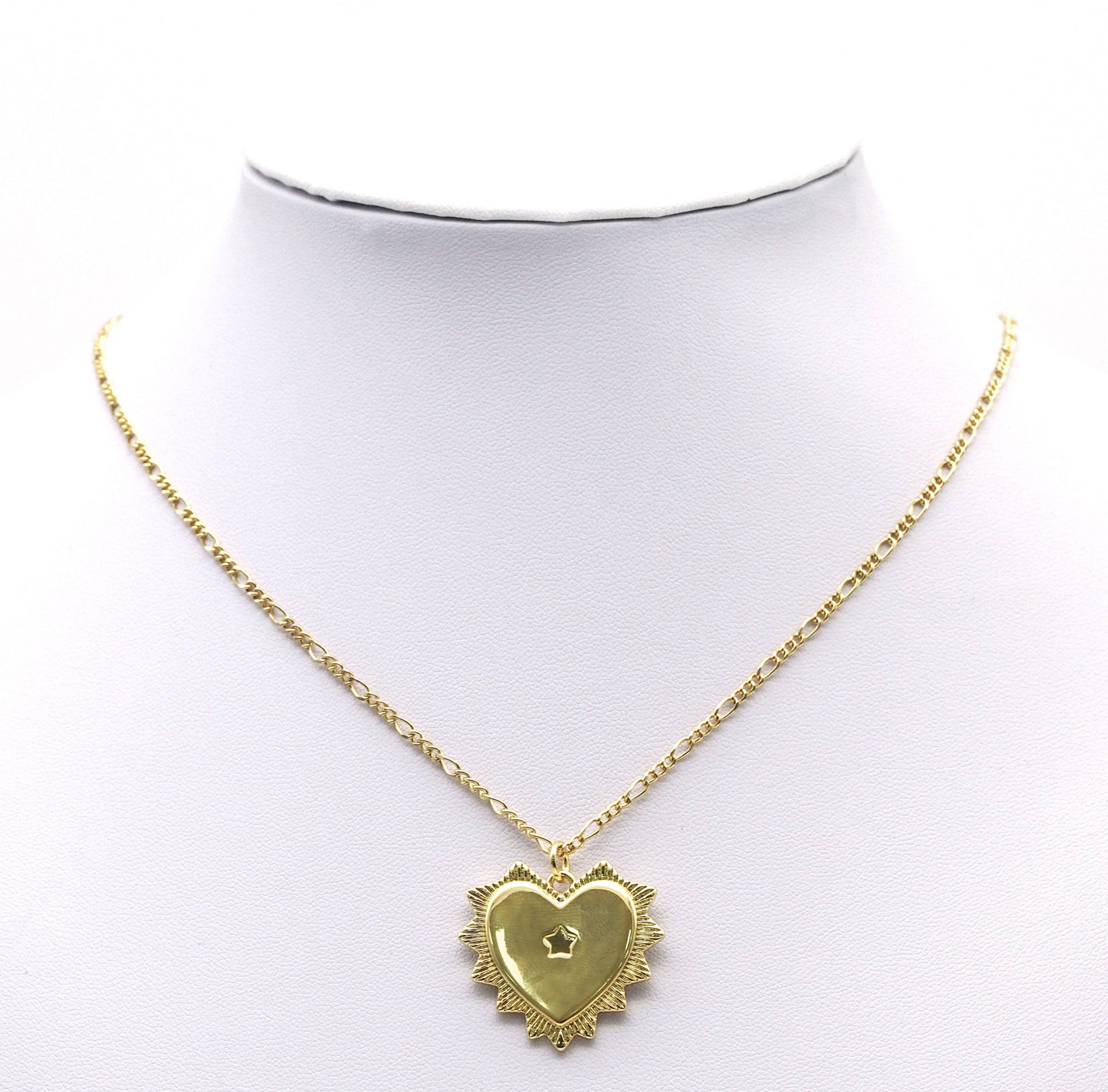 Gold Star On Spike Heart Pendant, Sku#LX104