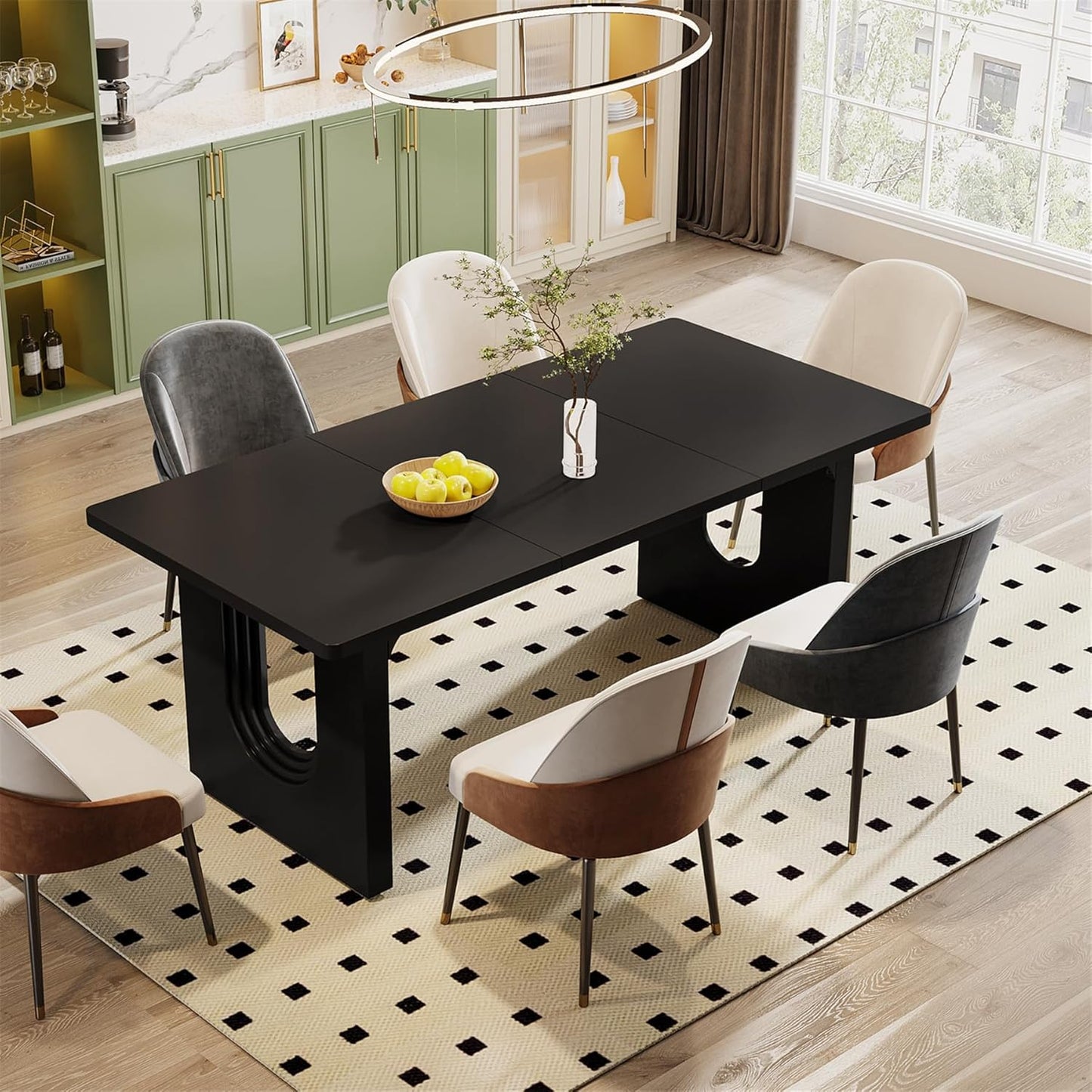 71" Modern Black Dining Table