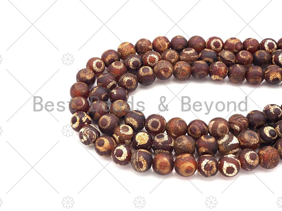 Natural Tibetan Brown Red Evil Eye Agate Beads, SKU#U1106