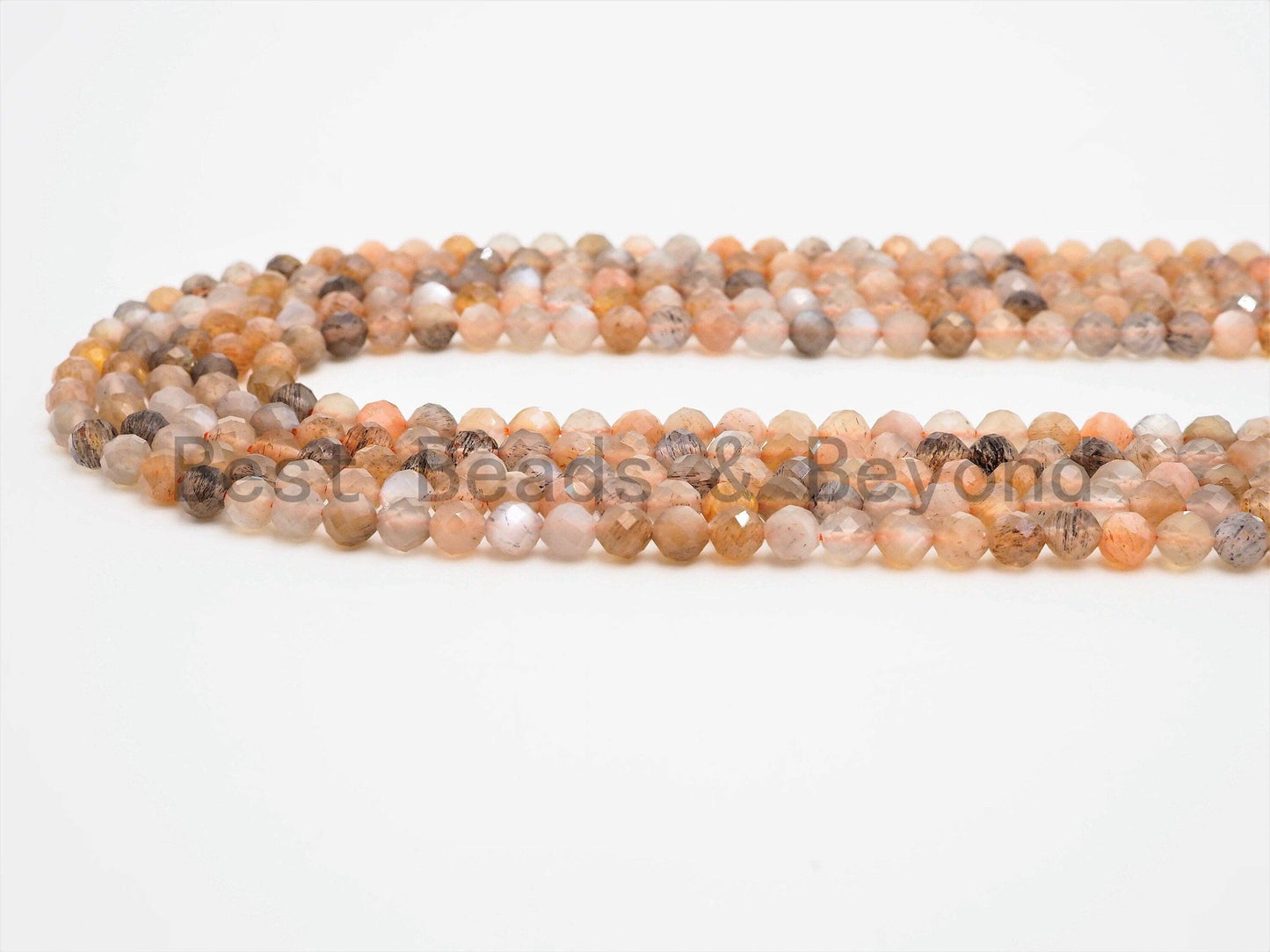 2/3/4mm High Quality Natural Mixed Color Moonstone Beads, Round Faceted beads, Tiny Sparkly Moonstone Beads, 15.5inch strand, SKU#U368