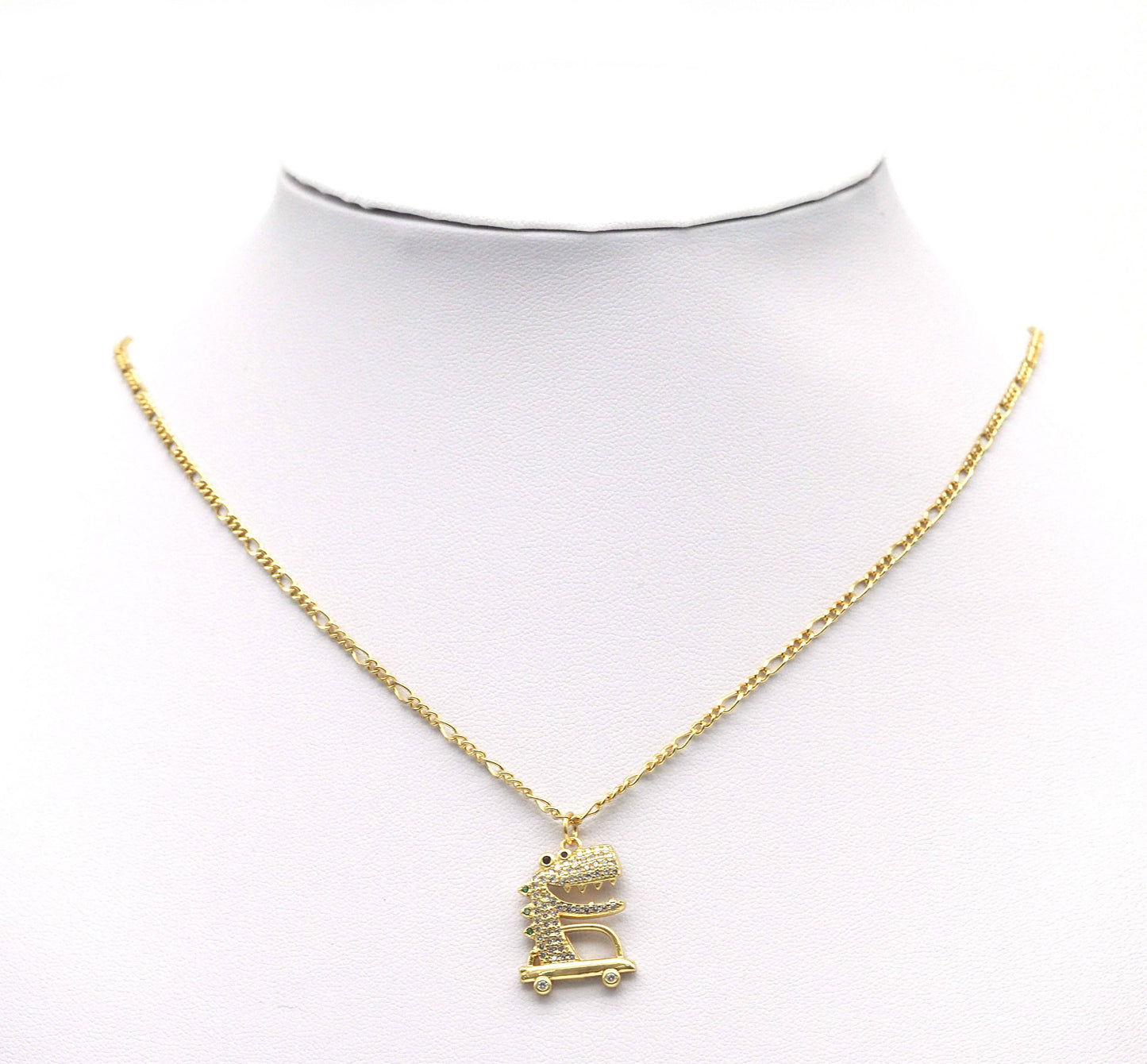 Gold CZ Cute Crocodile Charm, Sku#LK662