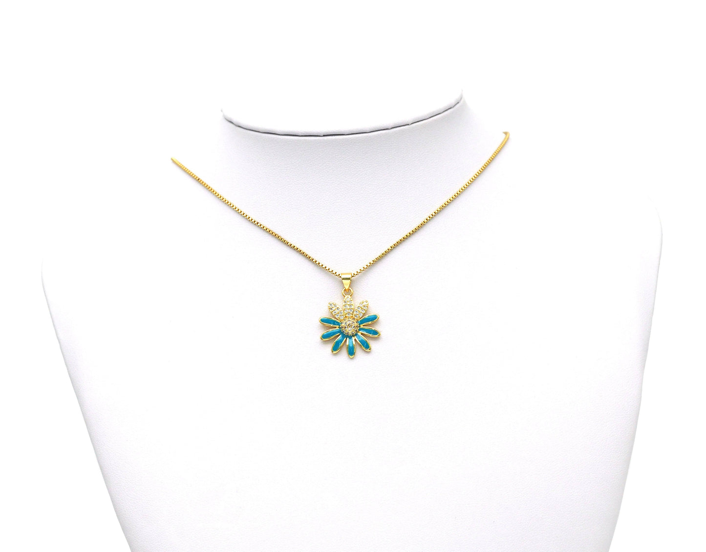 CZ Enamel Sunflower Charm,Daisy flower charm, Sku#LK580