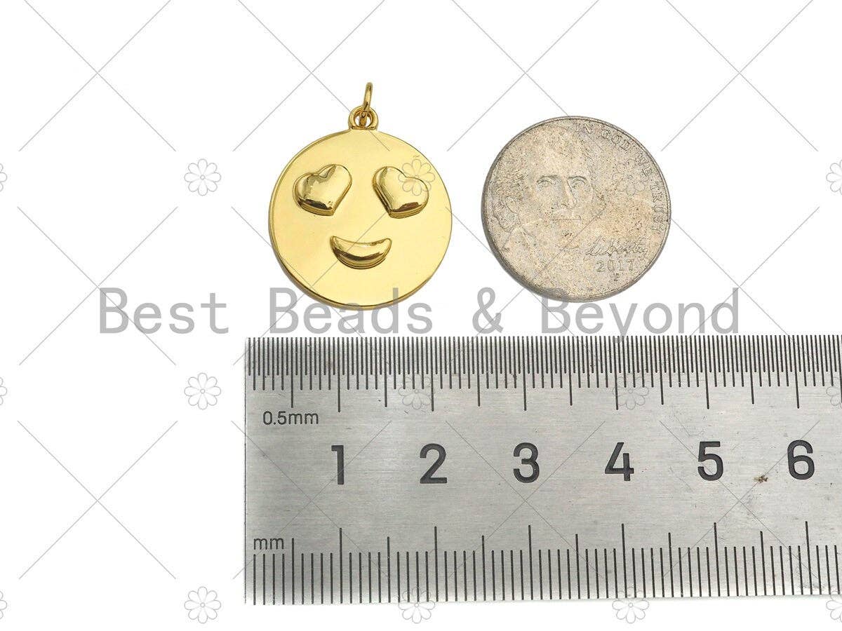 Gold Filled Smiley Face Shape Pendant, 18K Gold Filled Medallion Charm, Necklace Bracelet Charm Pendant, 20x23mm, Sku#Y440