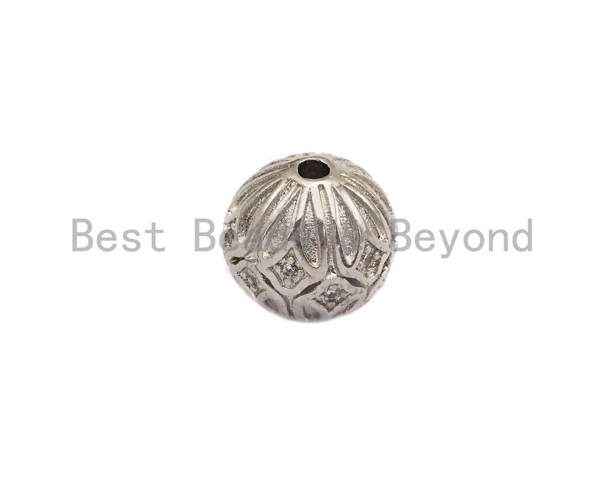CZ Micro Pave Round Flower Patten Spacer Beads,sku#X114