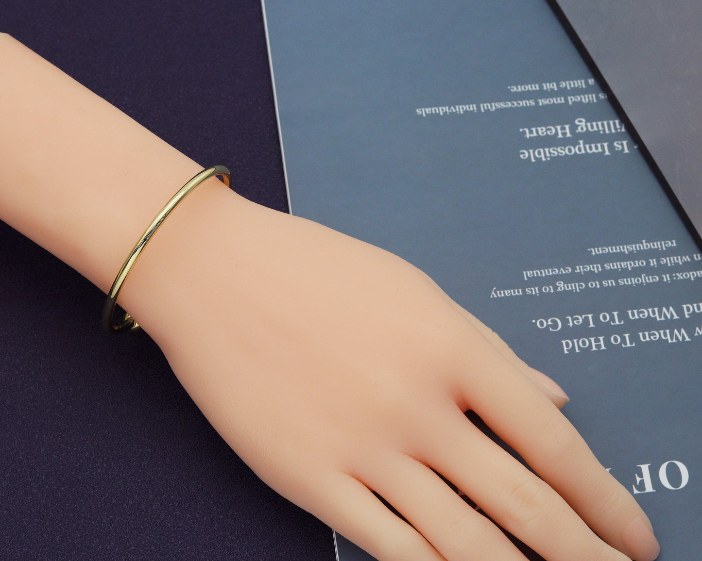 Gold Cuff Bangle bracelets with ball end, Sku#X292