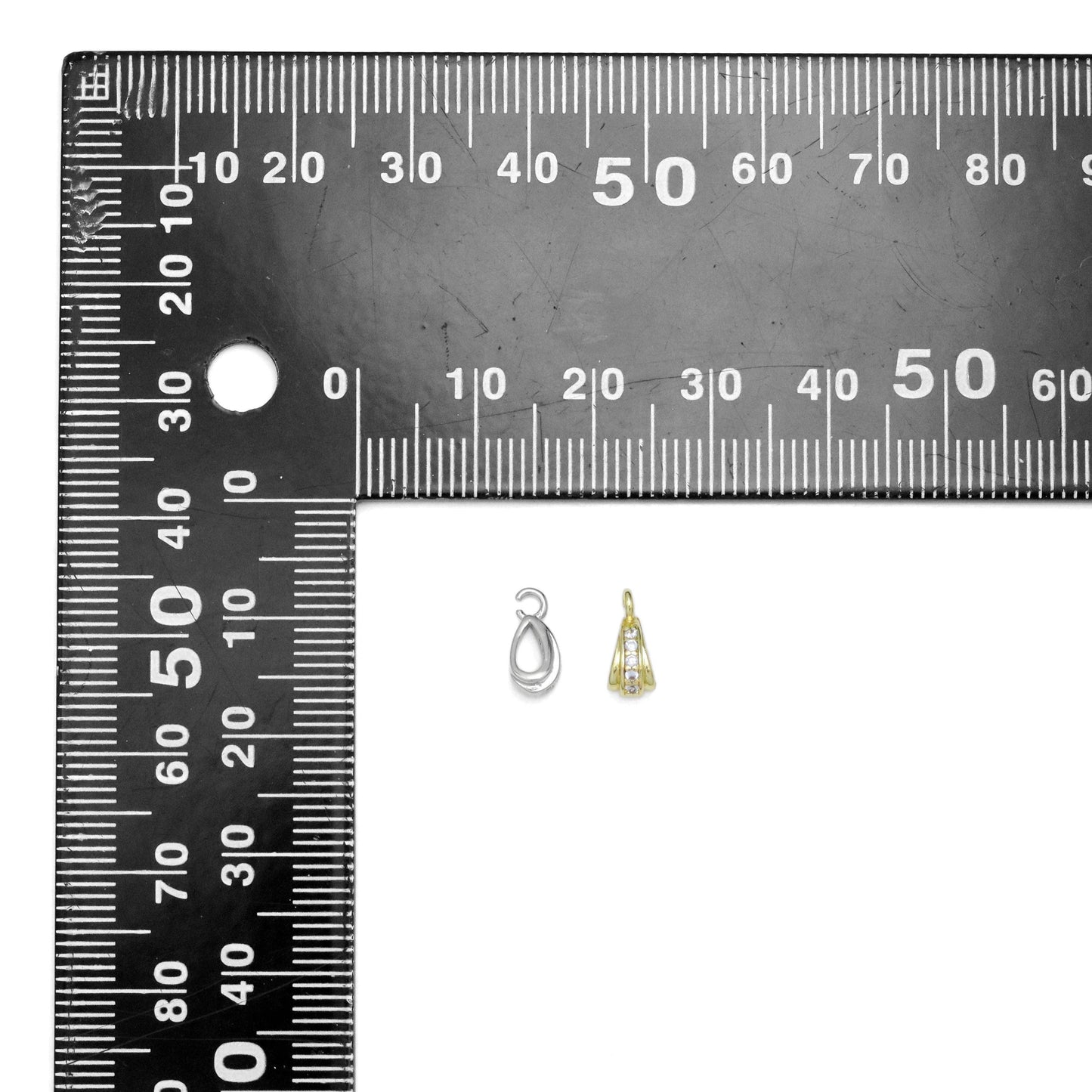 CZ Pave Gold Silver Charm Holder, Bail Holder, Sku#A246