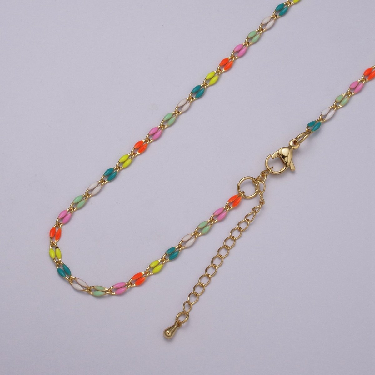 Enamel Gold Filled Colored Chain 2.9mm width Colorful Chain, Chunky Statement Chain Link chain 16, 18 inch + 2 inch extender | WA-337 to WA-358 Clearance Pricing