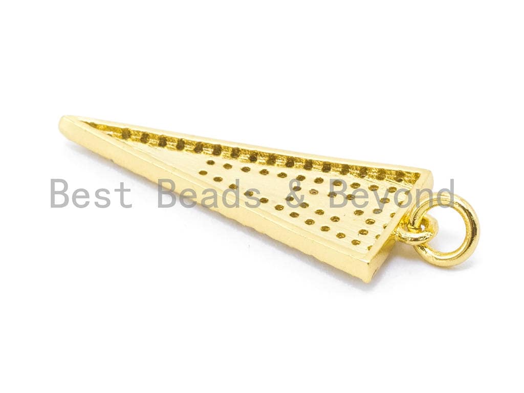 CZ Micro Pave Triangular Pendant/Charm, Cubic Zirconia Charm,31x11mm, sku#F96