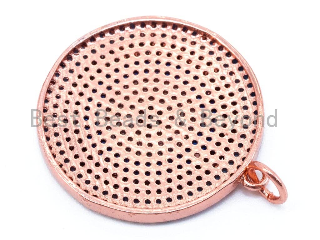 CZ Micro Pave Blue Evil Eye Round Pendant, sku#L91