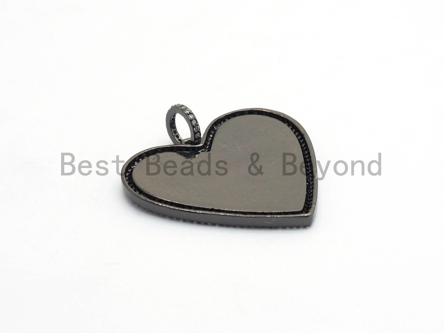 38mm Large Enamel Colored heart Pendant, Gold/Rose gold/Black/Silver, CZ Micro Pave Oil Drop Heart pendant,Enamel Jewelry,sku#F598