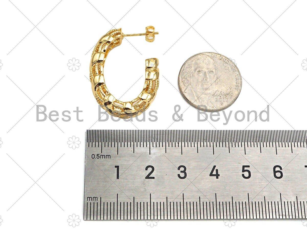 Gold Chunky Oval Hoop Earrings, Sku#J317