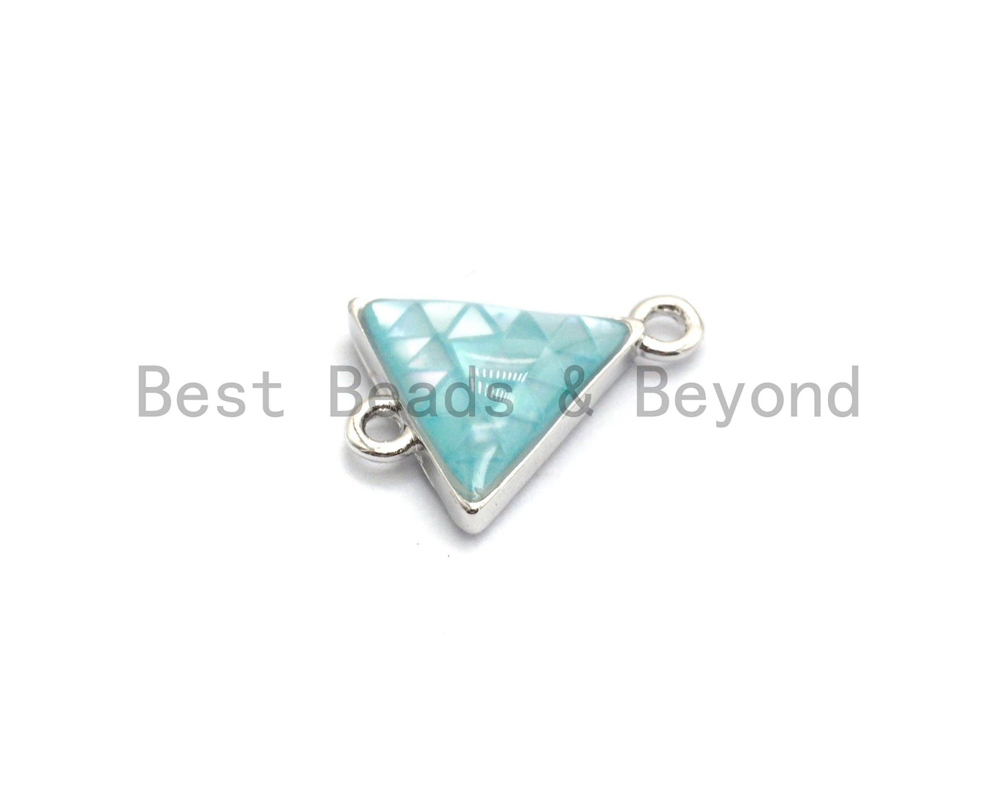 100% Natural Aqua Blue Shell Triangle Connector with Gold/Silver Finish, Blue Shell Connector, Natural Shell Beads, 11x14mm,SKU#Z269