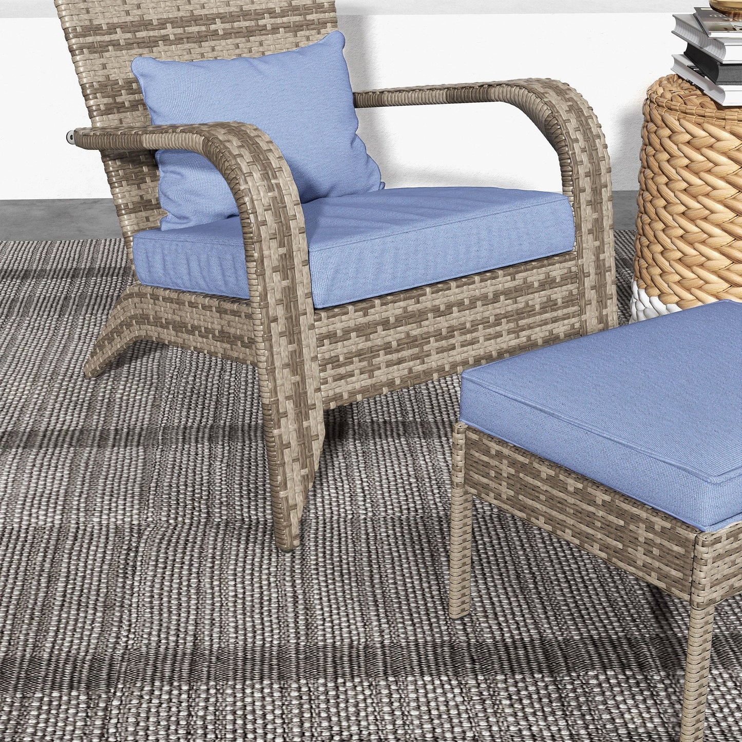 Outsunny Patio Wicker Adirondack Chair with Ottoman