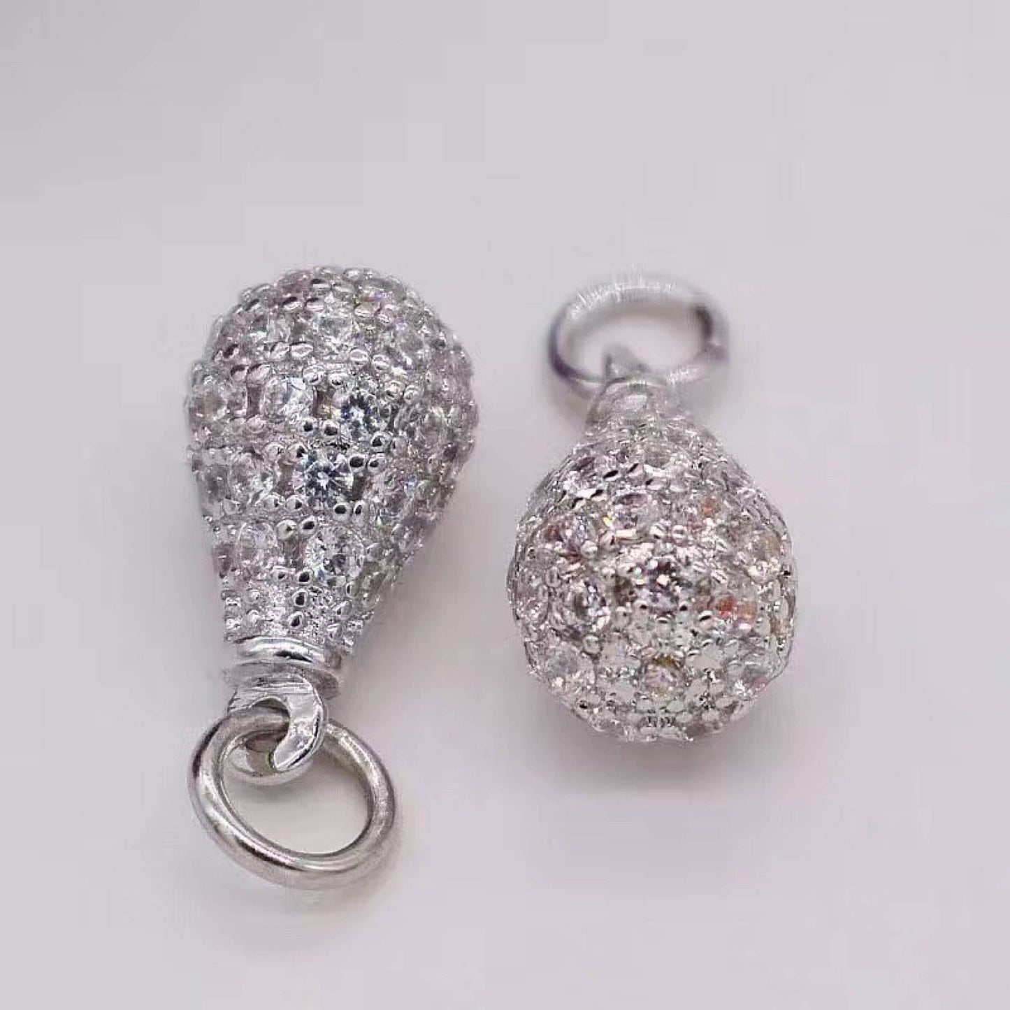 CZ Micro Pave Teardrop Shaped Dangle Charm, Cubic Zirconia Egg Charms&Pendants, Pave Dangle Charms, 5x8mm/10x8mm, sku#G96