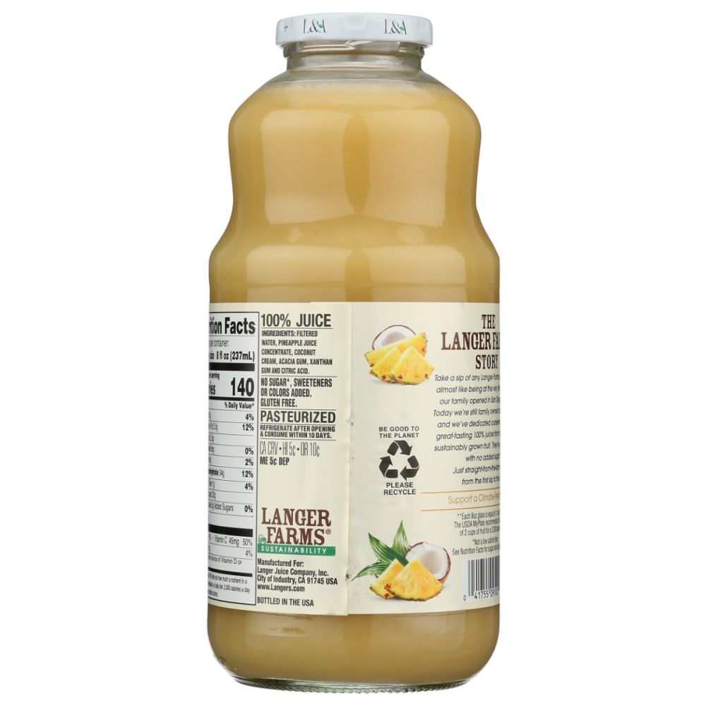 L & A JUICE: Pineapple Coconut Juice, 32 fo